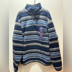 Southern Grit Pullover Fleece 1/4 Snap Blue Striped Mens Size 2XL XXL‎ New